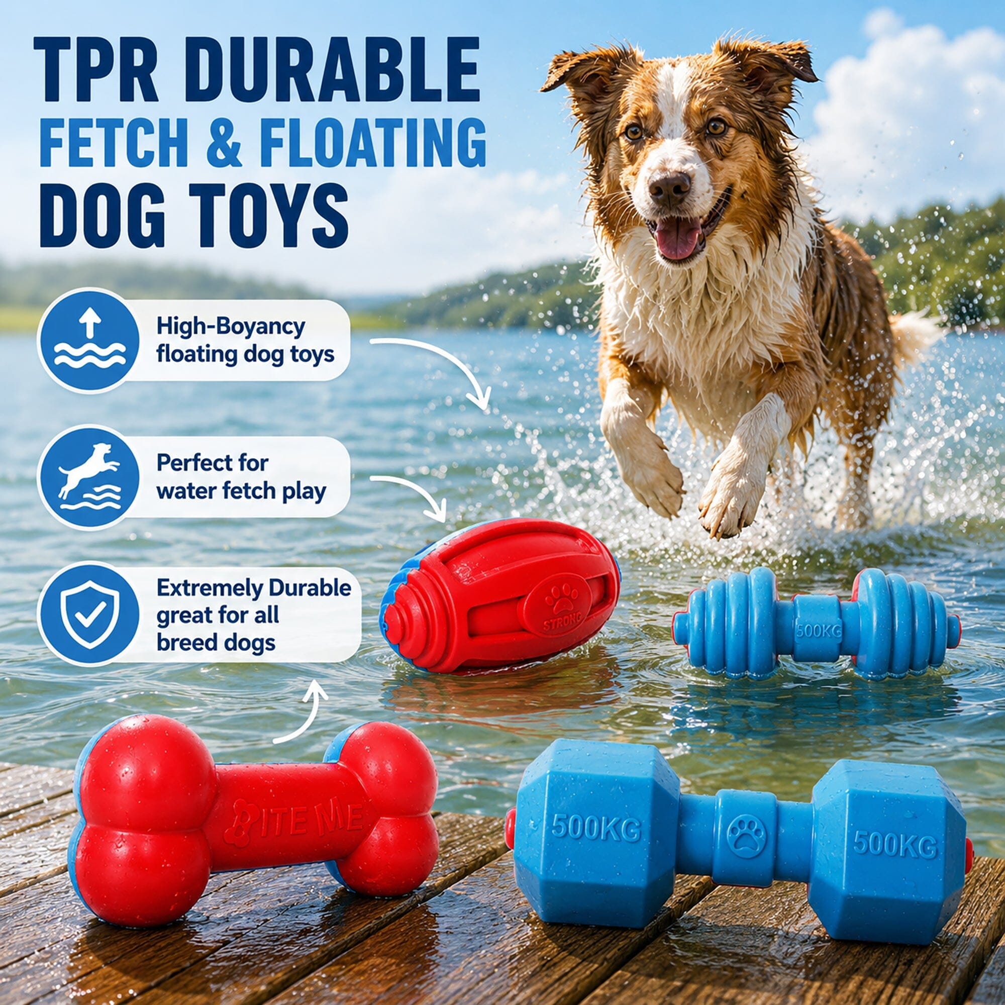 Pet Life ® 'Denta-Bone' TPR Durable Waterproof Floating Dog Toy