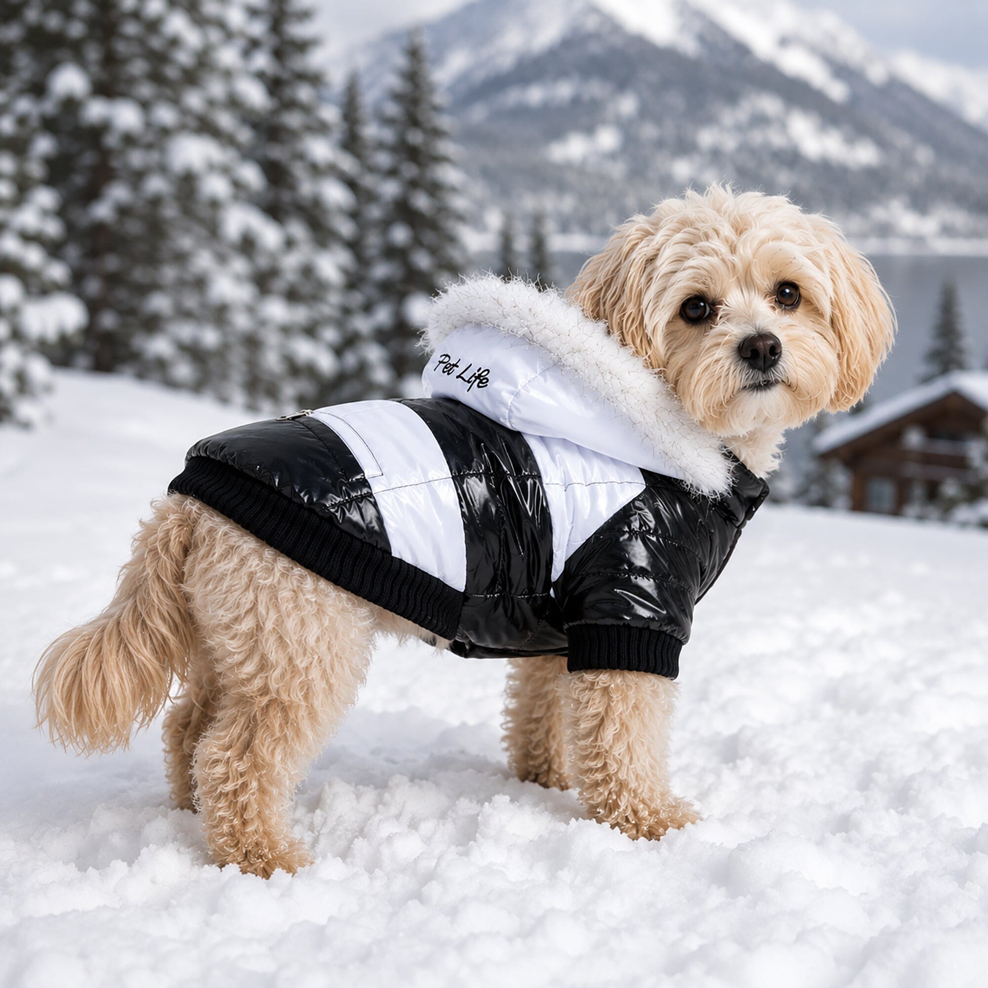 Pet Life ® Fashion Striped 3M Insulated Ultra-Plush Pet Dog Parka Coat w/ Removable Hood