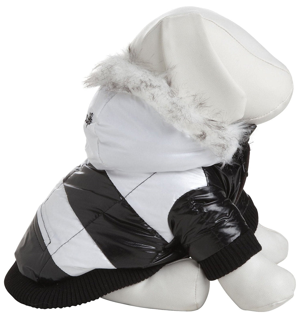 Pet Life ® Fashion Striped 3M Insulated Ultra-Plush Pet Dog Parka Coat w/ Removable Hood