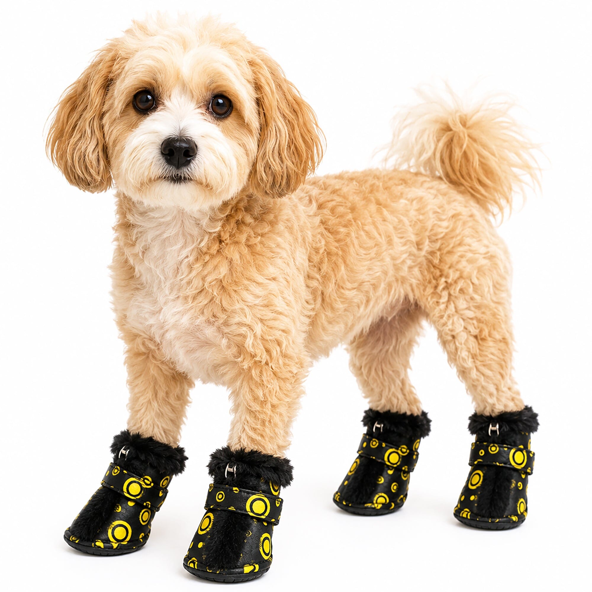 Pet Life ® Fur-Comfort 3M Insulated Fashion Fur and PVC Waterproof Winter Dog Boots - Set of 4
