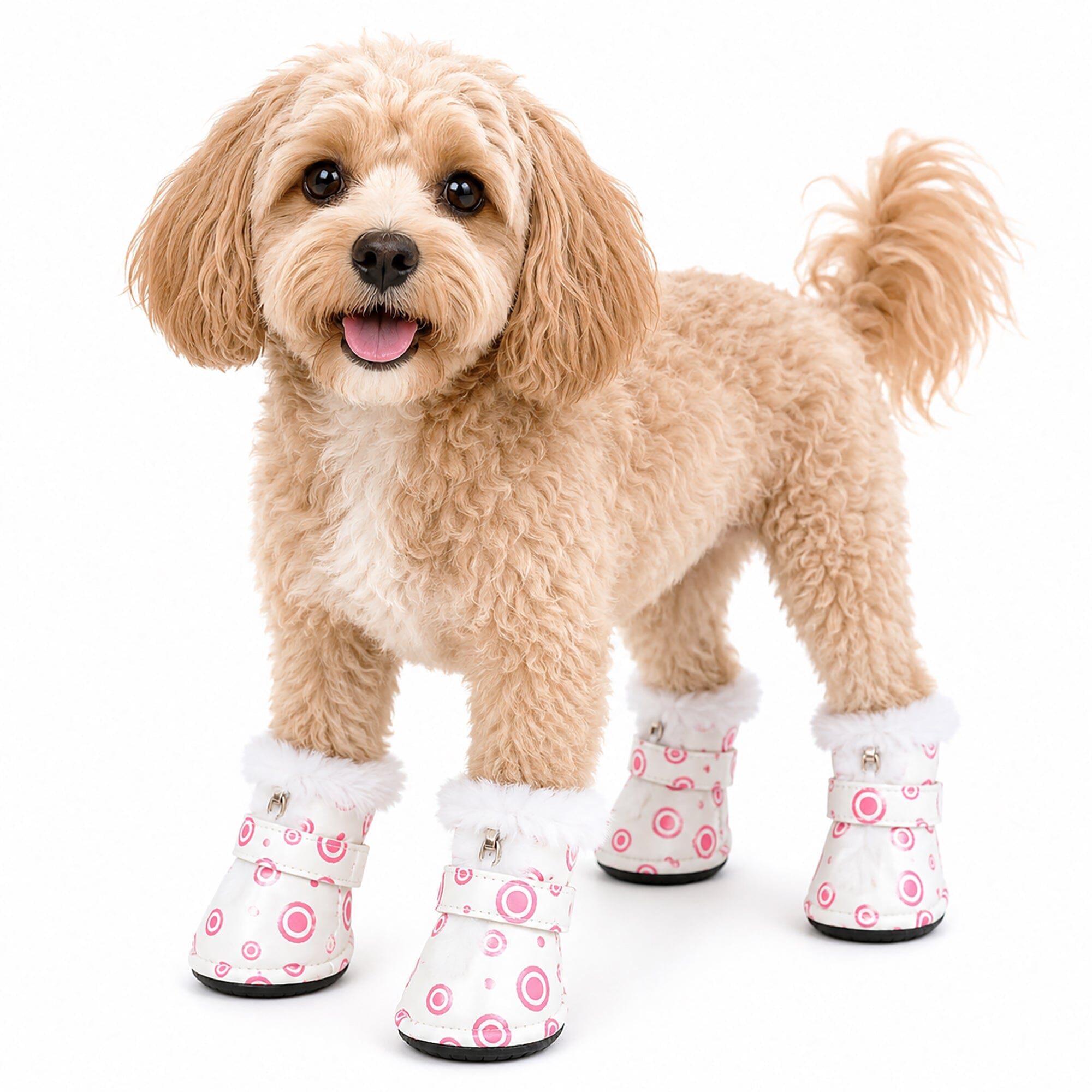 Pet Life ® Fur-Comfort 3M Insulated Fashion Fur and PVC Waterproof Winter Dog Boots - Set of 4