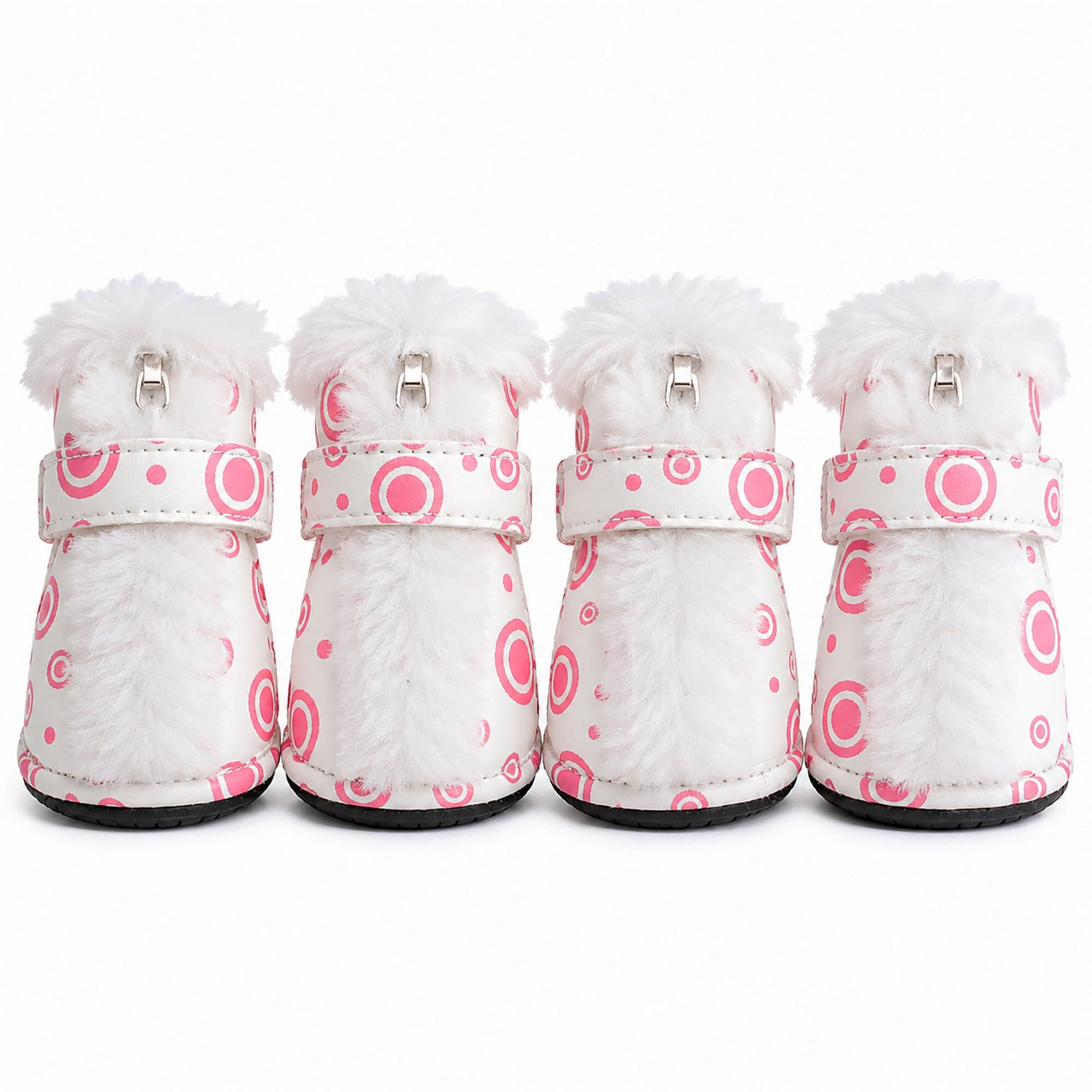 Pet Life ® Fur-Comfort 3M Insulated Fashion Fur and PVC Waterproof Winter Dog Boots - Set of 4