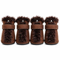 Pet Life ® Fur-Comfort 3M Insulated Fashion Fur and Suede Winter Dog Shoes Boots - Set of 4