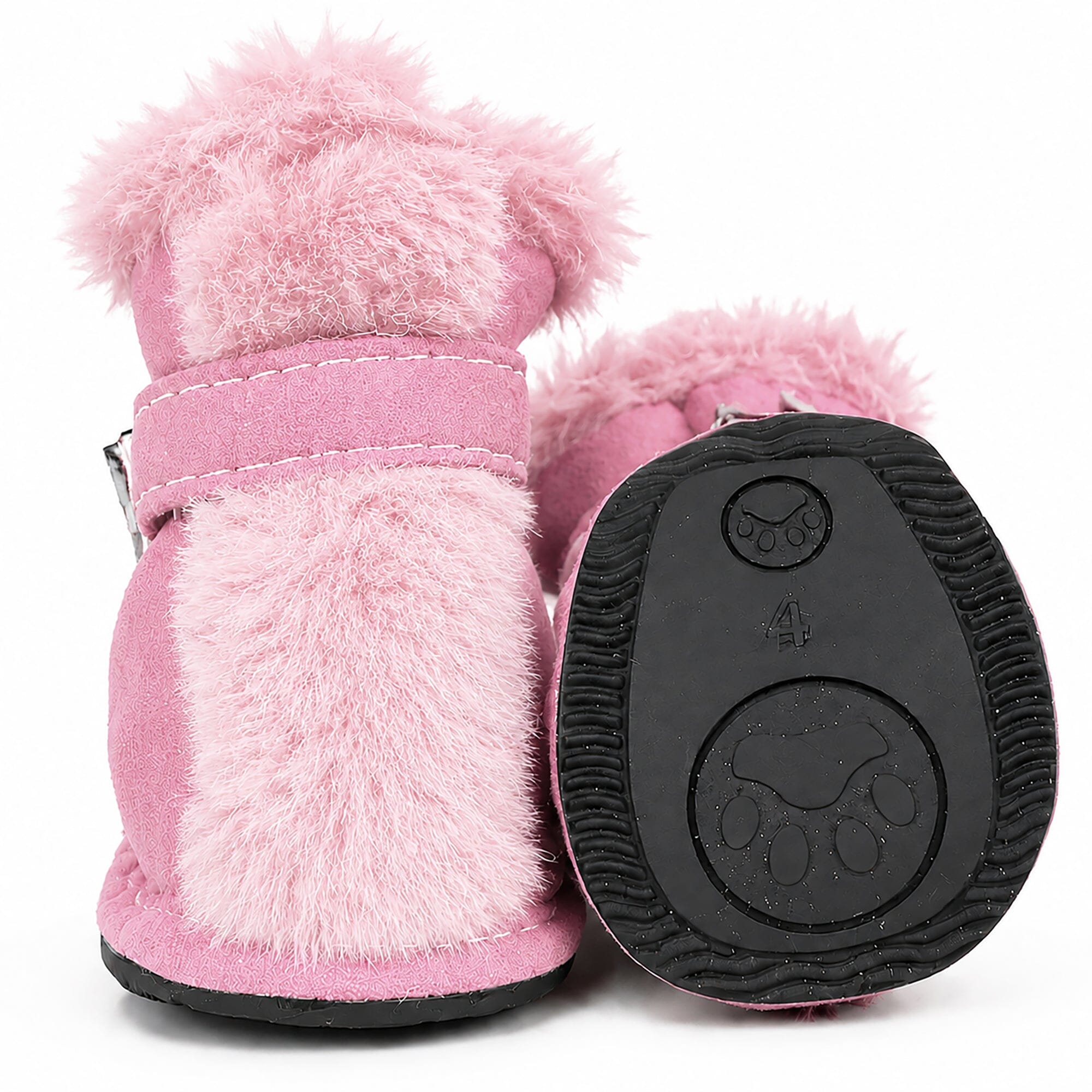Pet Life ® Fur-Comfort 3M Insulated Fashion Fur and Suede Winter Dog Shoes Boots - Set of 4