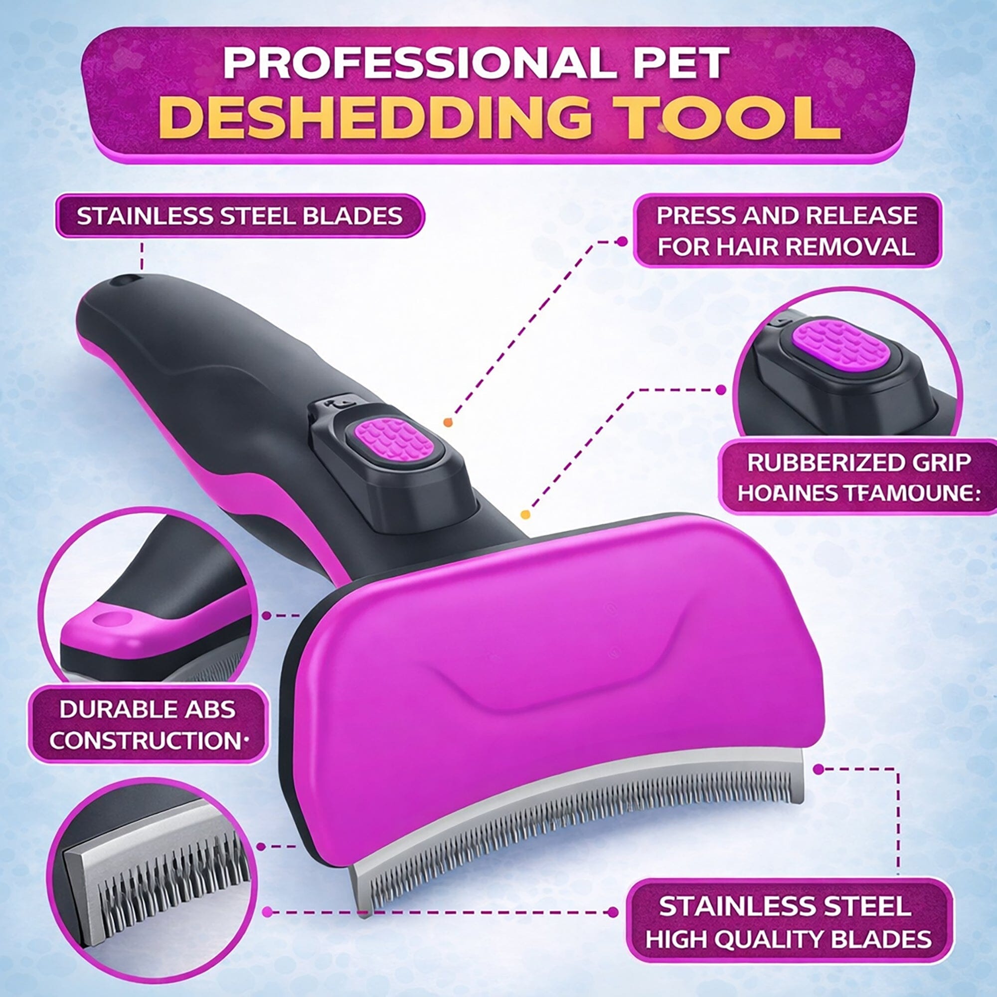 Pet Life ® 'Fur-Guard' Easy Self-Cleaning Grooming Deshedder Pet Comb