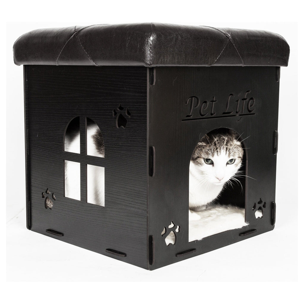 Pet Life ® 'Kitty Kallapse' Collapsible Folding Kitty Cat House Tree Bed Ottoman Bench Furniture