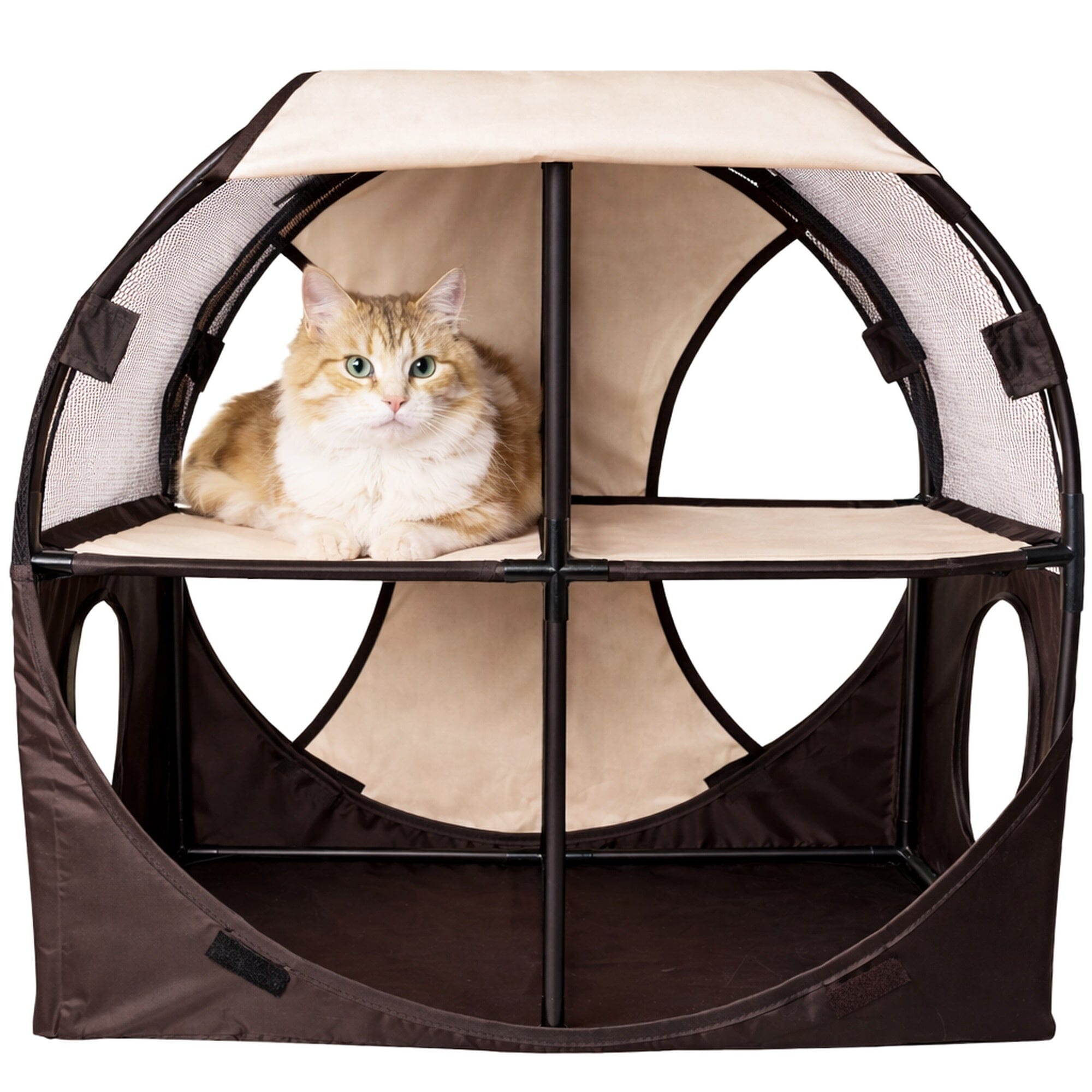 Pet Life ® 'Kitty-Play' Collapsible Travel Interactive Kitty Cat Tree Maze House Lounger Tunnel Lounge