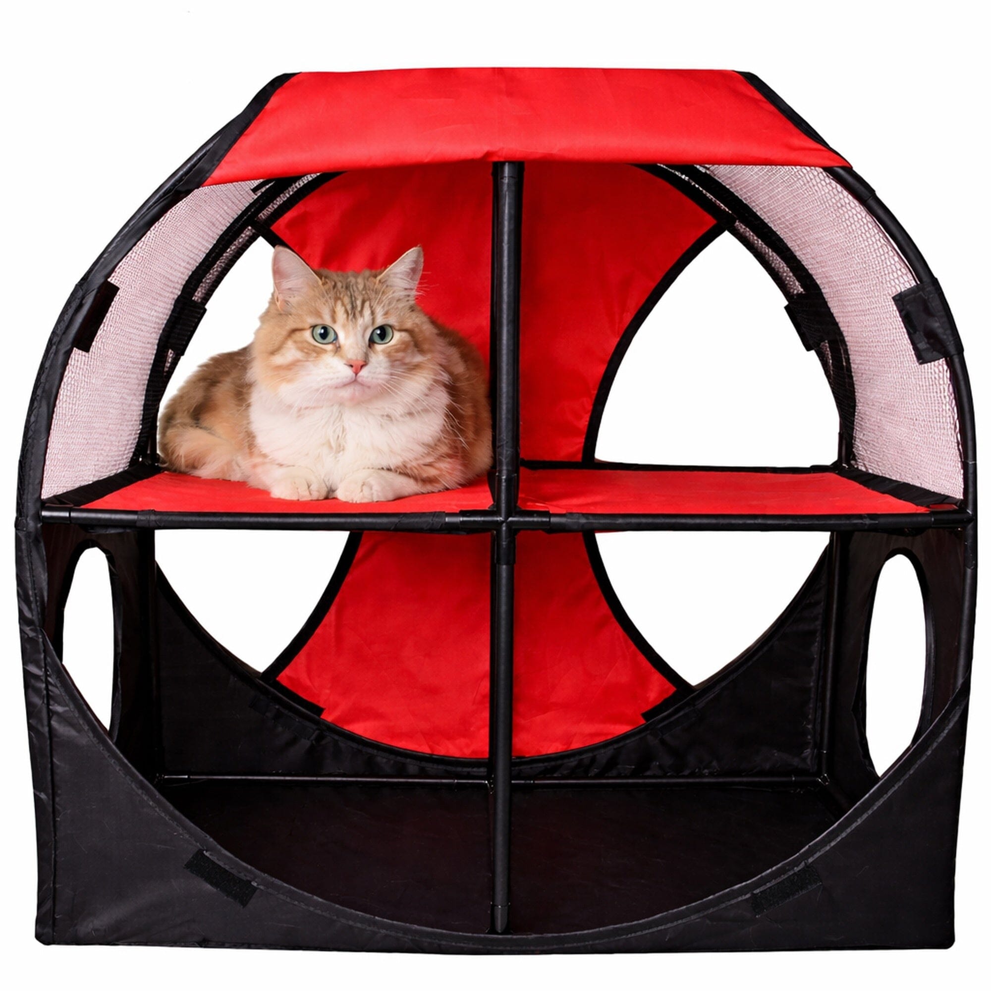 Pet Life ® 'Kitty-Play' Collapsible Travel Interactive Kitty Cat Tree Maze House Lounger Tunnel Lounge