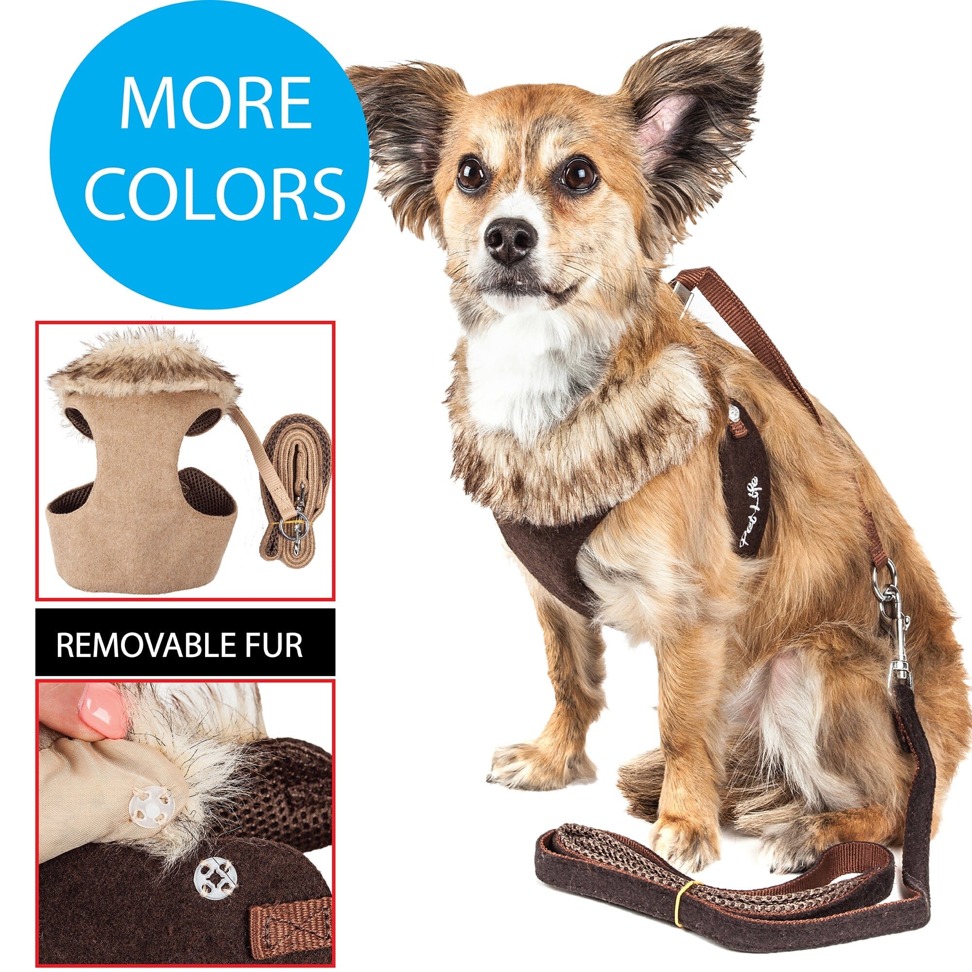 Pet Life ® Luxe 'Furracious' 2-In-1 Adjustable Dog Harness and Leash with Detachable Fur Collar
