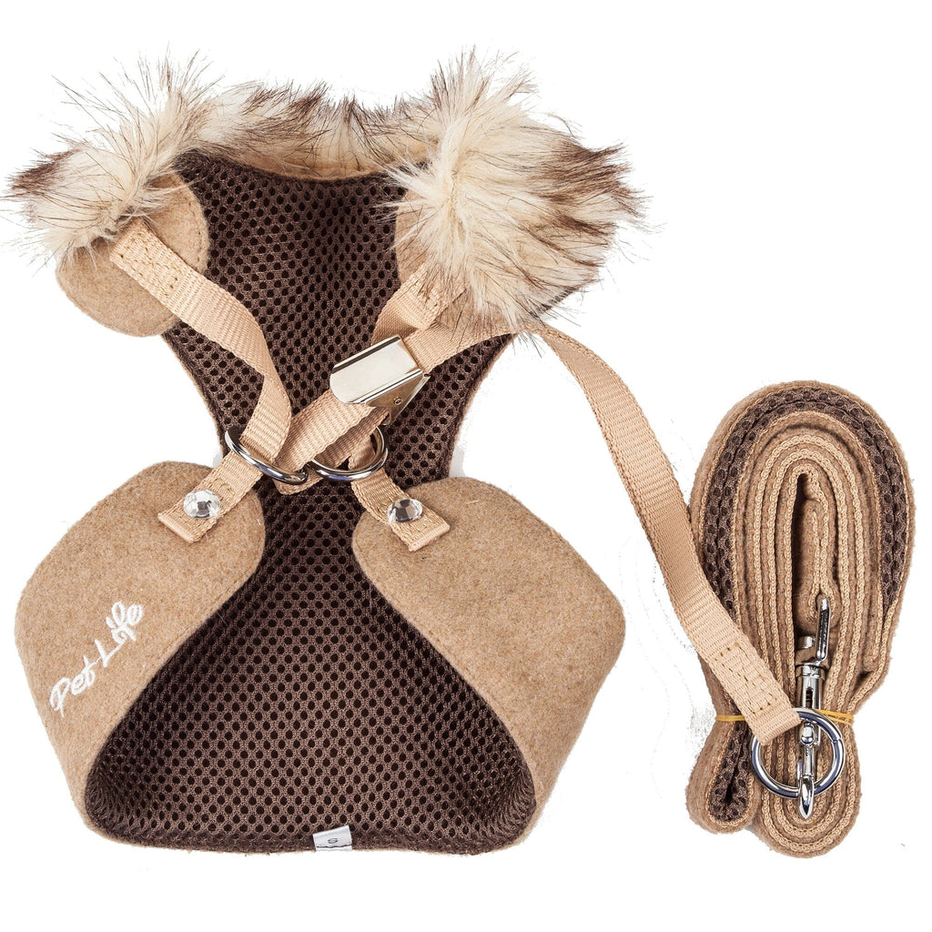 Pet Life ® Luxe 'Furracious' 2-In-1 Adjustable Dog Harness and Leash with Detachable Fur Collar
