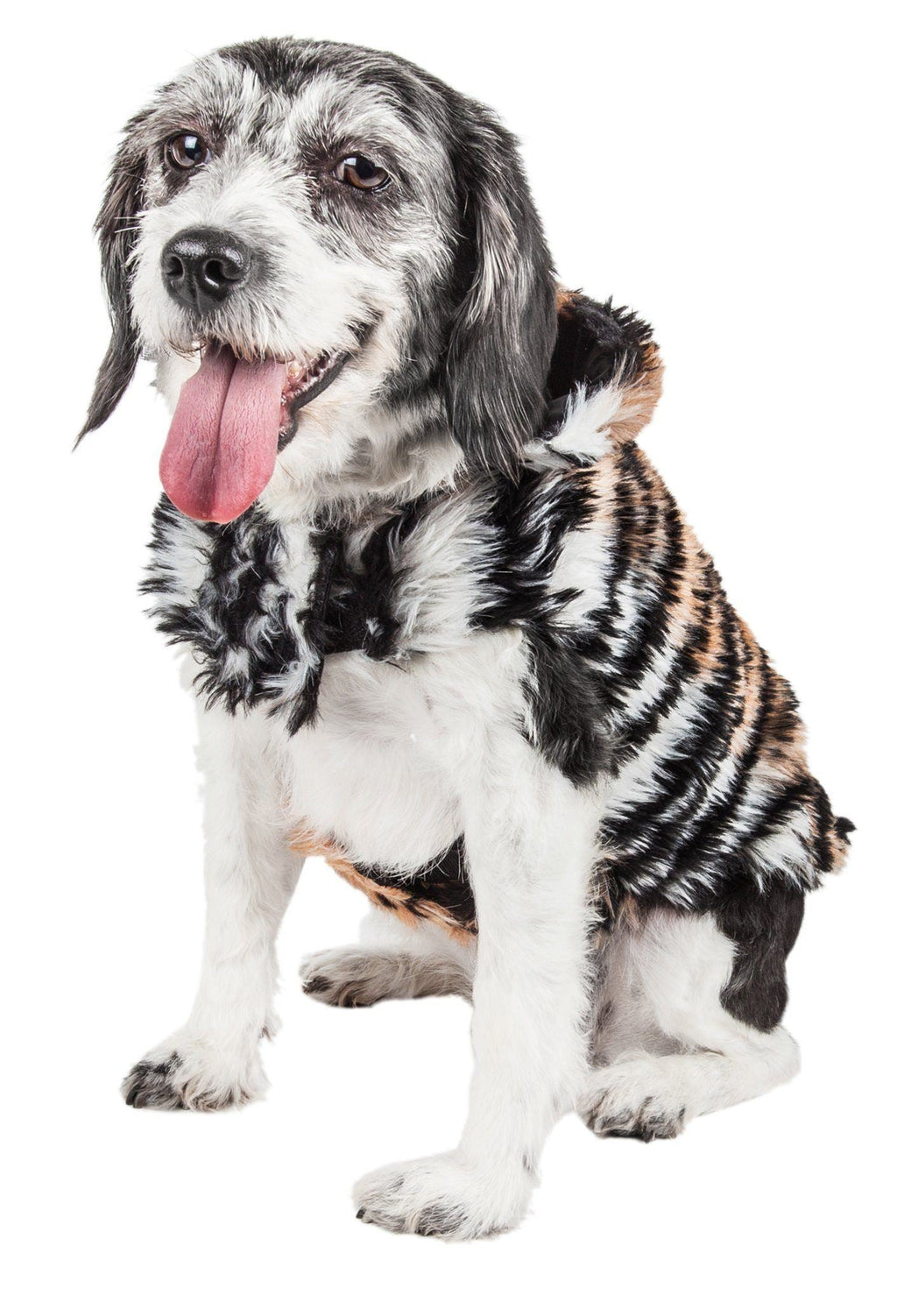 Pet Life ®  Luxe 'Tigerbone' Tiger-Patterned Mink Fashion Fur Dog Jacket