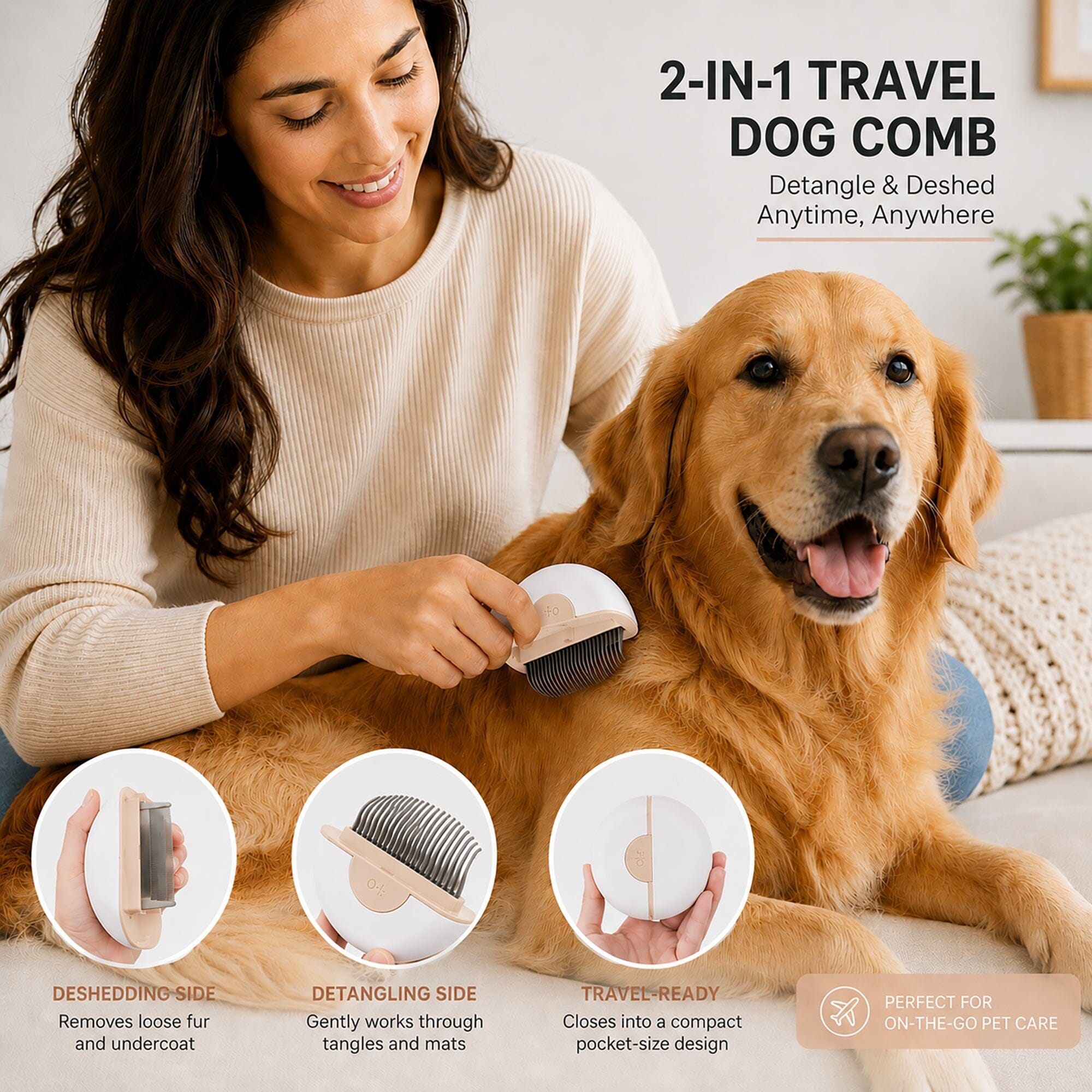 Pet Life ® 'LYNX' 2-in-1 Travel Connecting Grooming Pet Comb and Deshedder