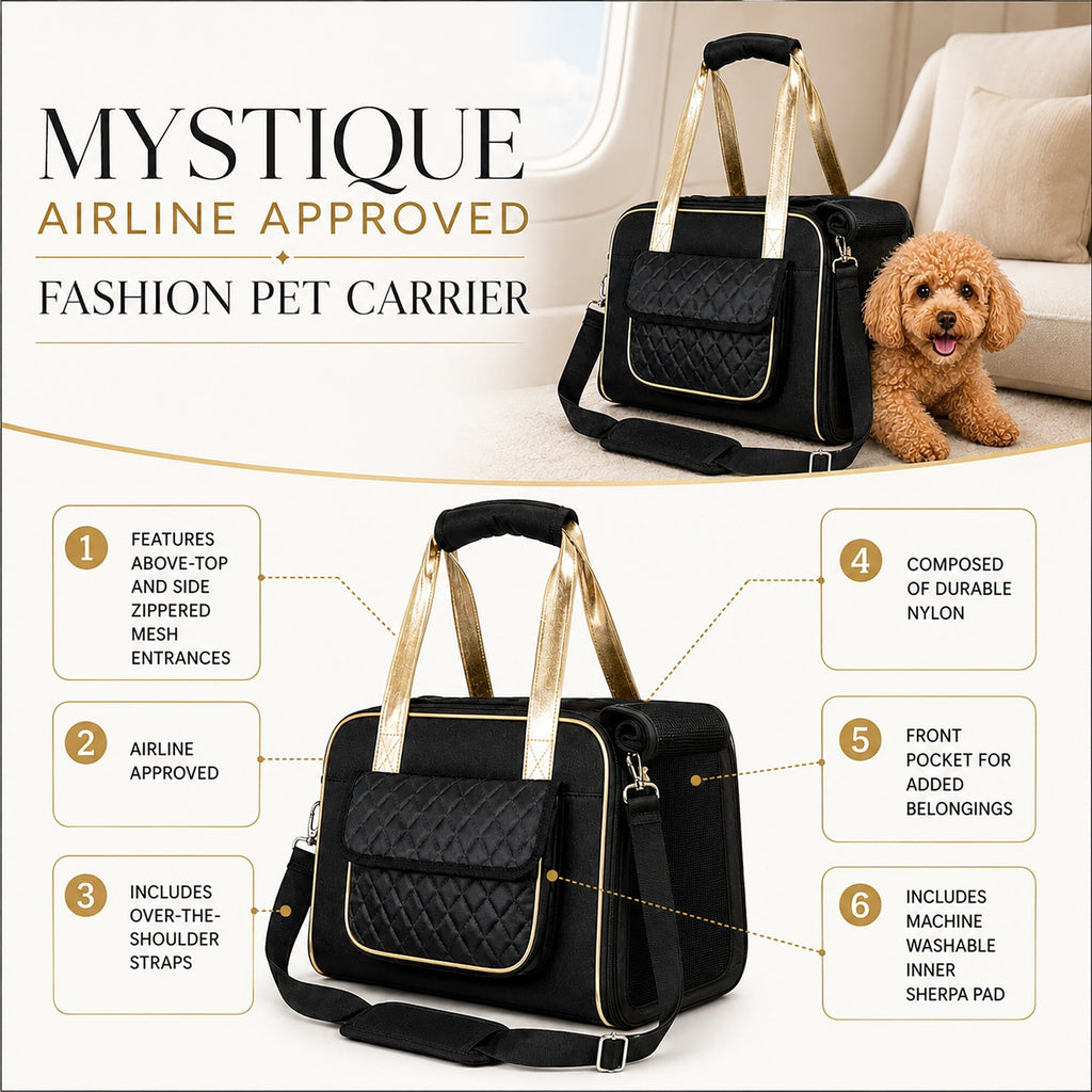 Pet Life ® Mystique Airline Approved Fashion Designer Travel Pet Dog Carrier w/ Pouch