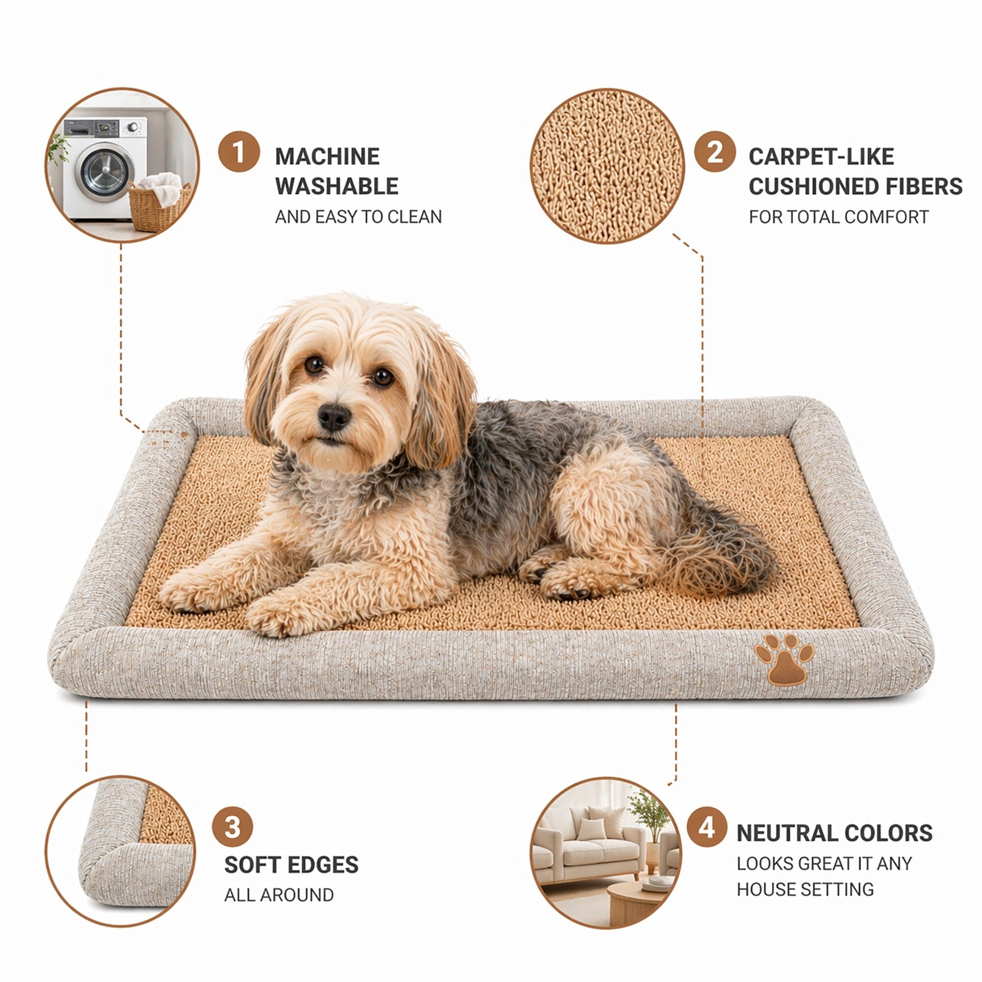 Pet Life ® 'Neutral Carpentry' Fashion Designer Nano-Silver Anit-Bacterial Pet Dog Bed Lounge