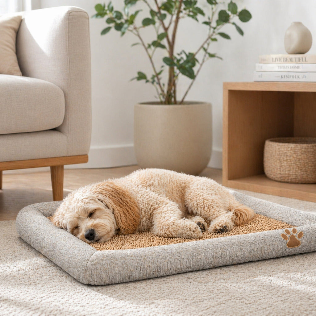 Pet Life ® 'Neutral Carpentry' Fashion Designer Nano-Silver Anit-Bacterial Pet Dog Bed Lounge