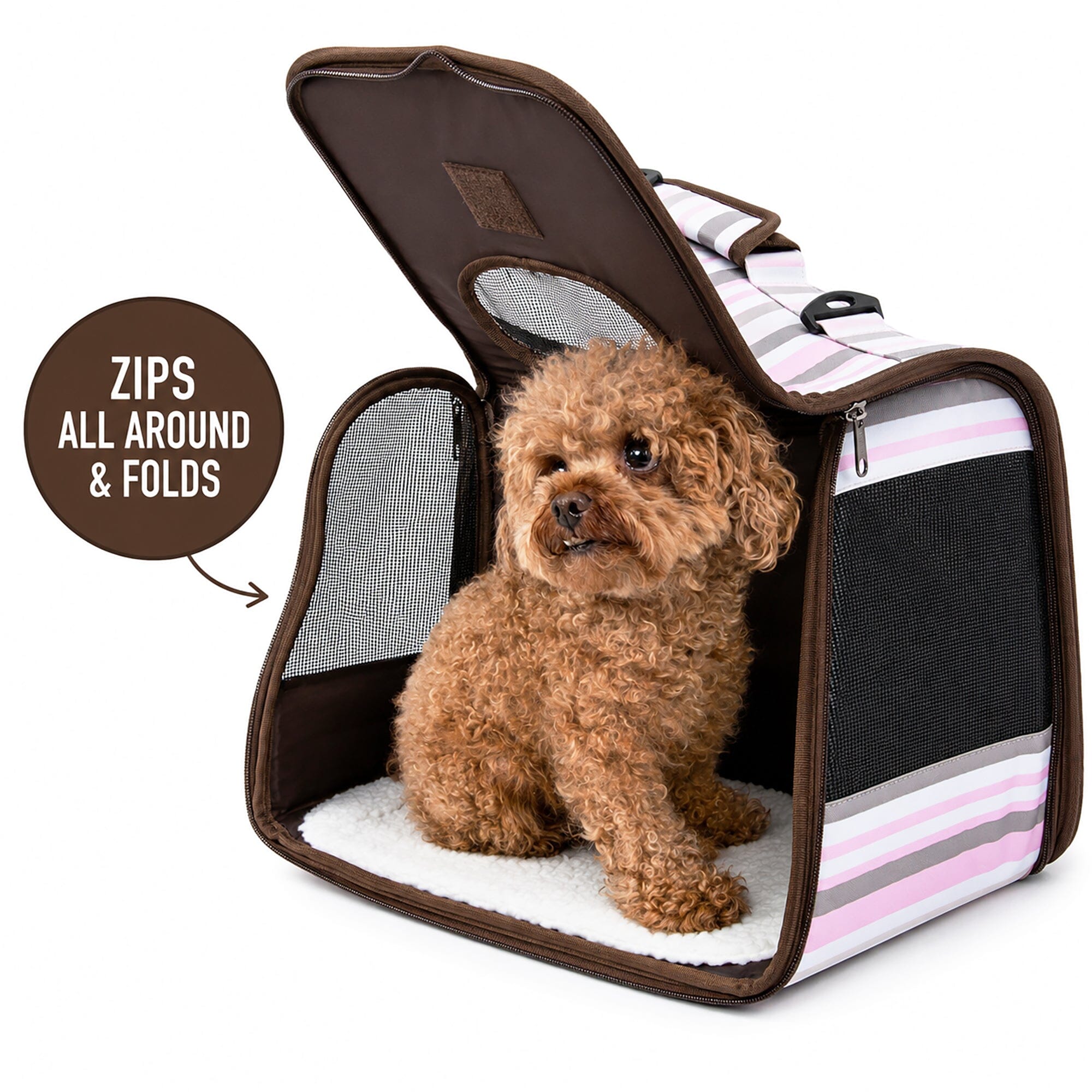 Pet Life ® Paw Patterned Airline Approved Zippered Folding Collapsible Travel Pet Dog Carrier