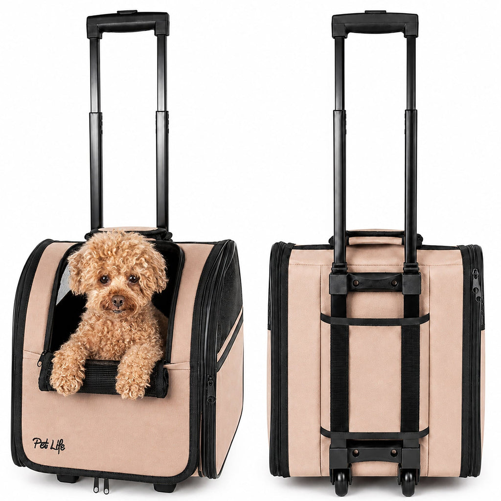 Pet Life ® 'Pawdon Me '  Wheeled Airline Approved Travel Collapsible Pet Dog Carrier