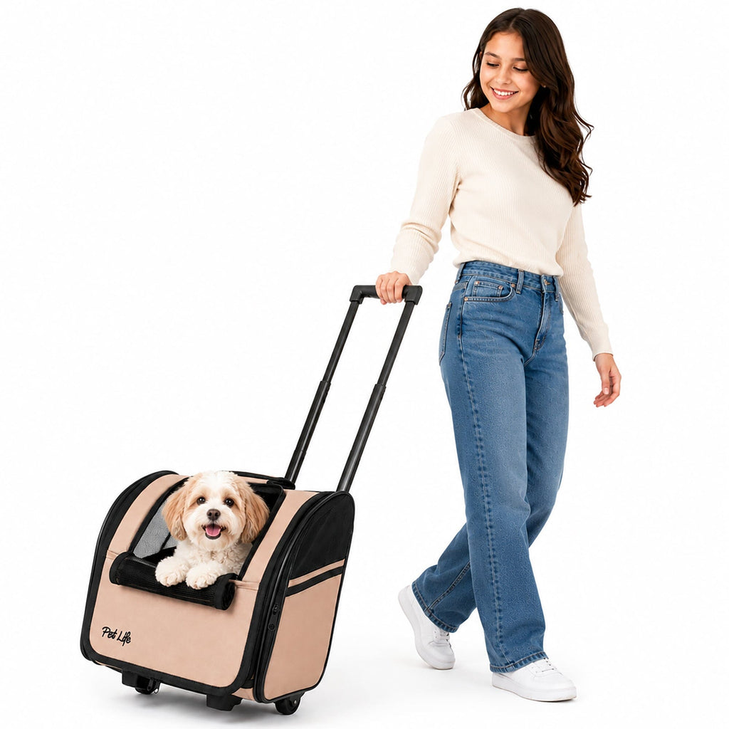Pet Life ® 'Pawdon Me '  Wheeled Airline Approved Travel Collapsible Pet Dog Carrier