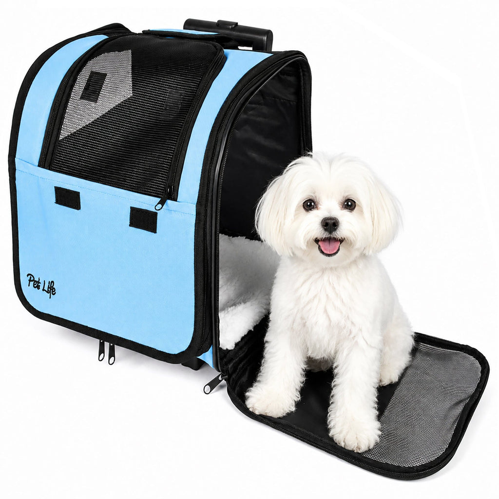 Pet Life ® 'Pawdon Me '  Wheeled Airline Approved Travel Collapsible Pet Dog Carrier