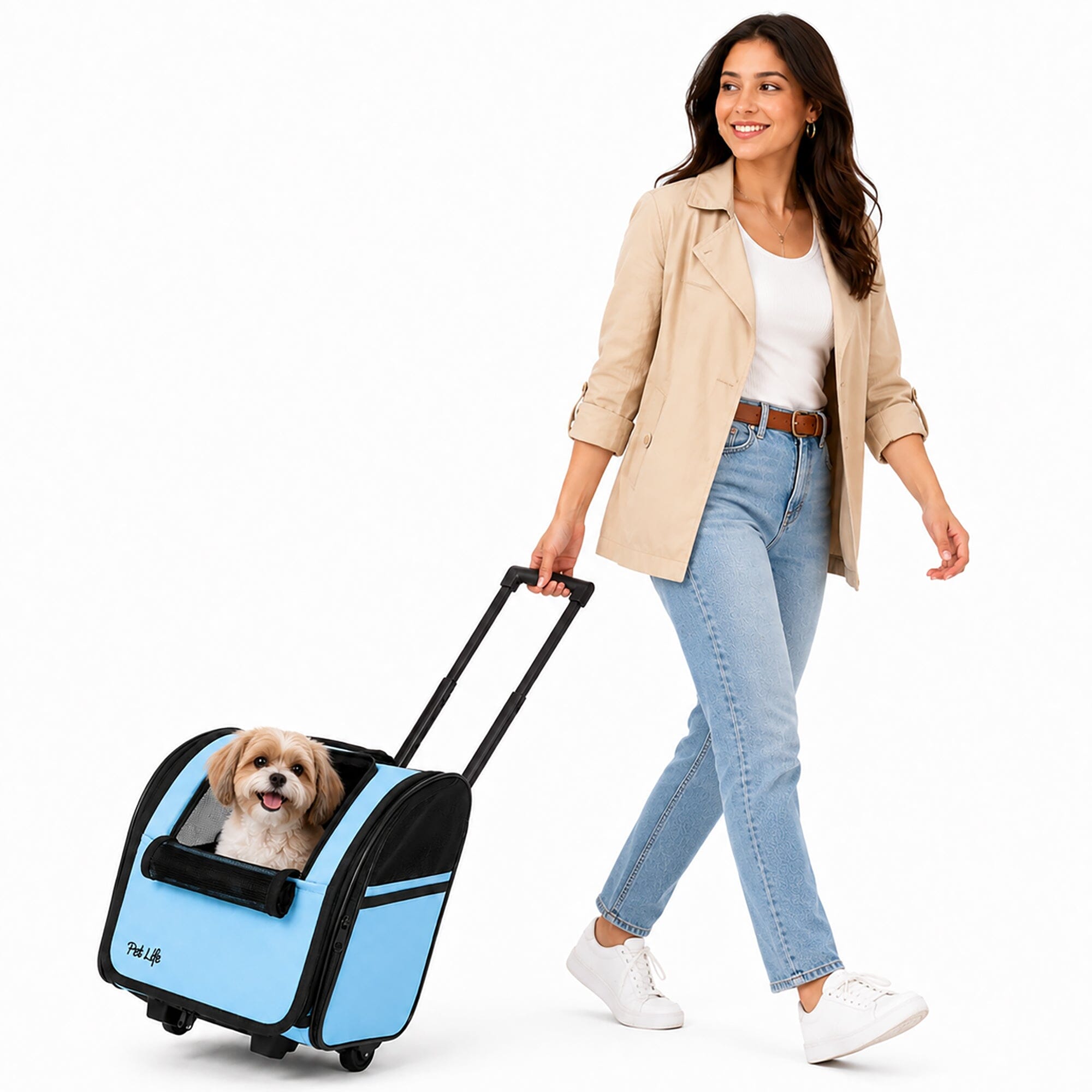Pet Life ® 'Pawdon Me '  Wheeled Airline Approved Travel Collapsible Pet Dog Carrier