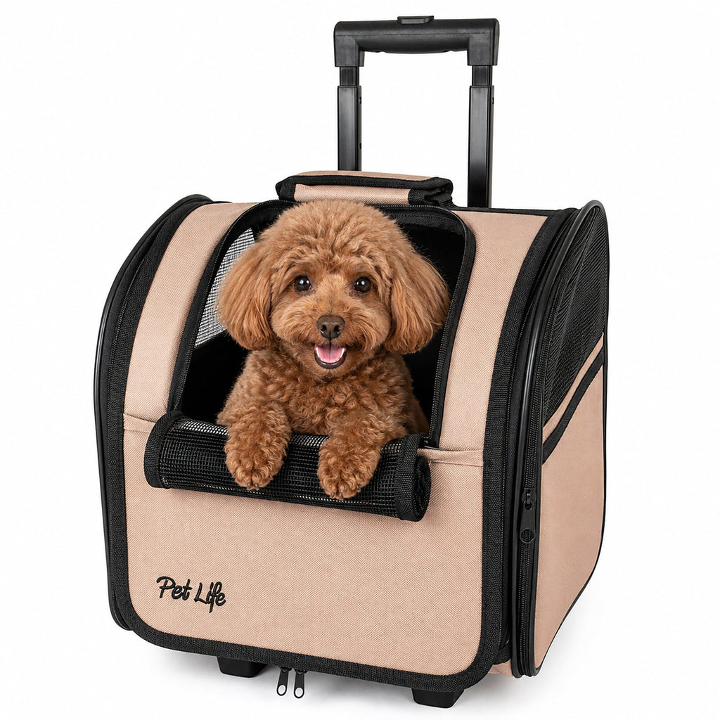 Pet Life ® 'Pawdon Me '  Wheeled Airline Approved Travel Collapsible Pet Dog Carrier