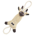 Pet Life ® 'Plush Cow' Natural Jute Rope and Squeak Tugging Plush Dog Toy
