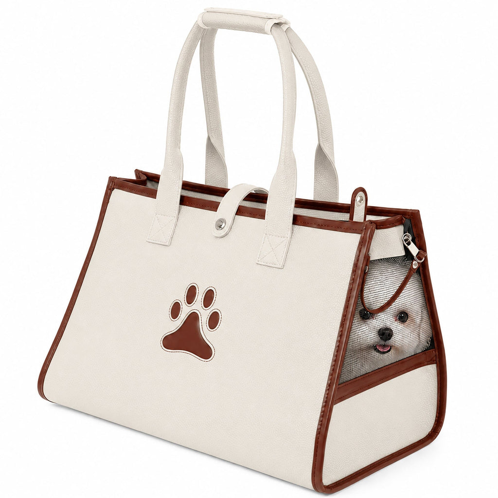Pet Life ® 'Posh Paw' Elegant Leatherette Designer Fashion Travel Pet Dog Carrier Tote