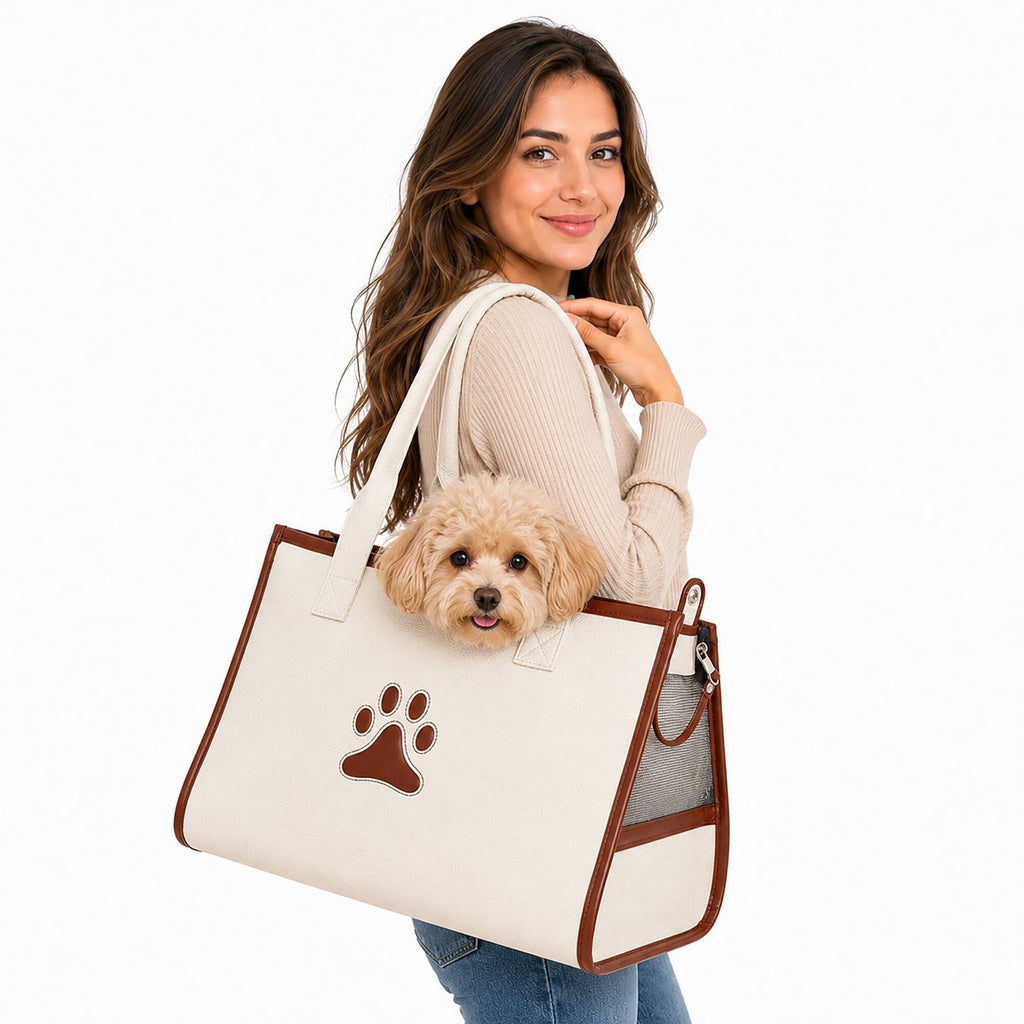 Pet Life ® 'Posh Paw' Elegant Leatherette Designer Fashion Travel Pet Dog Carrier Tote