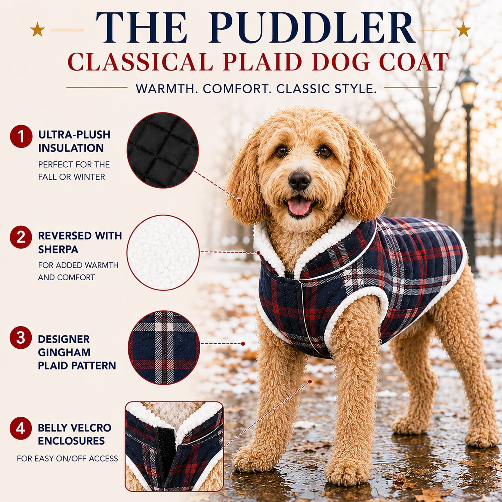 Pet Life ® 'Puddler' Classical Insulated Fashion Plaid Dog Coat
