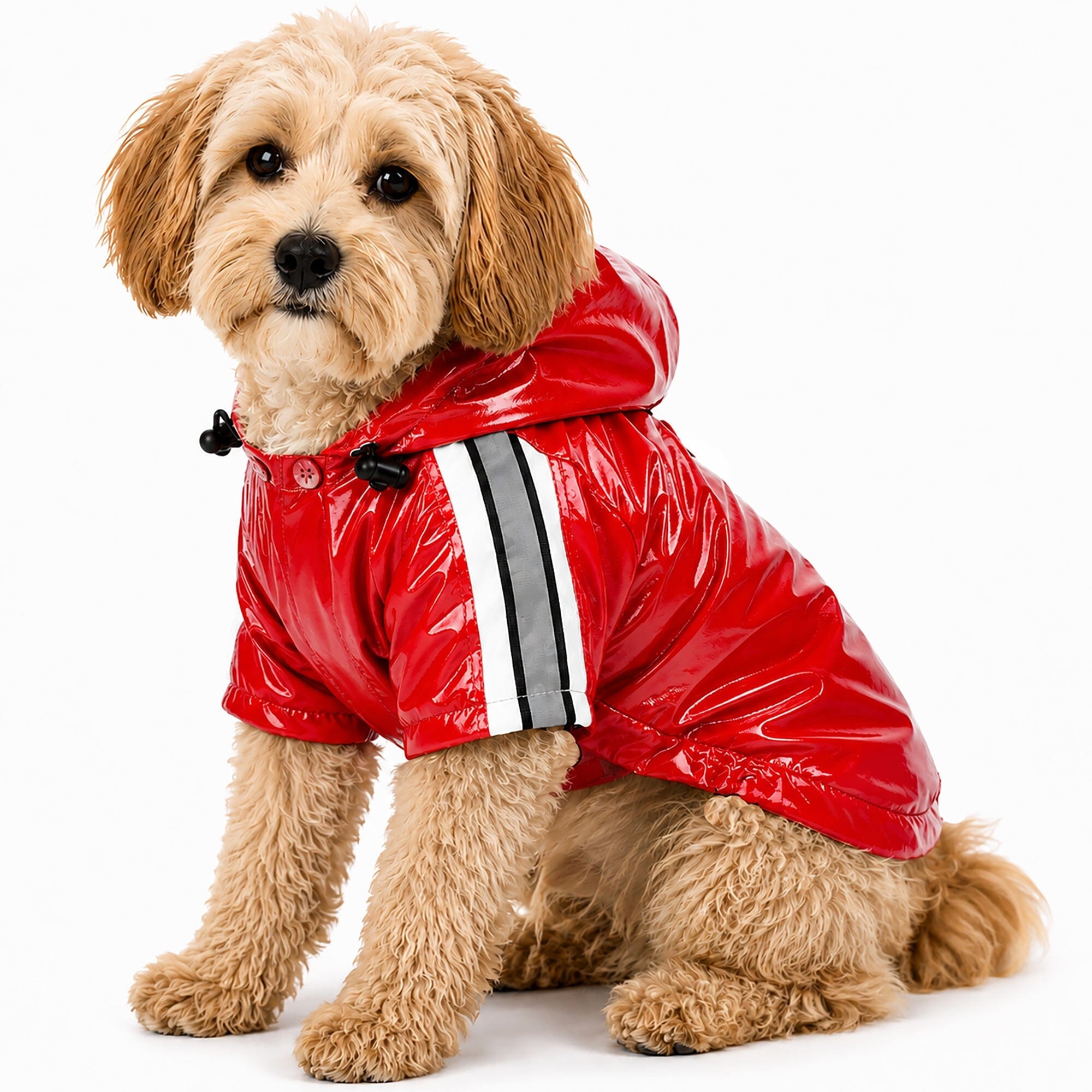 Pet Life ® 'Reflecta-Glow' Reflective Waterproof Adjustable Dog Raincoat Jacket w/ Removable Hood