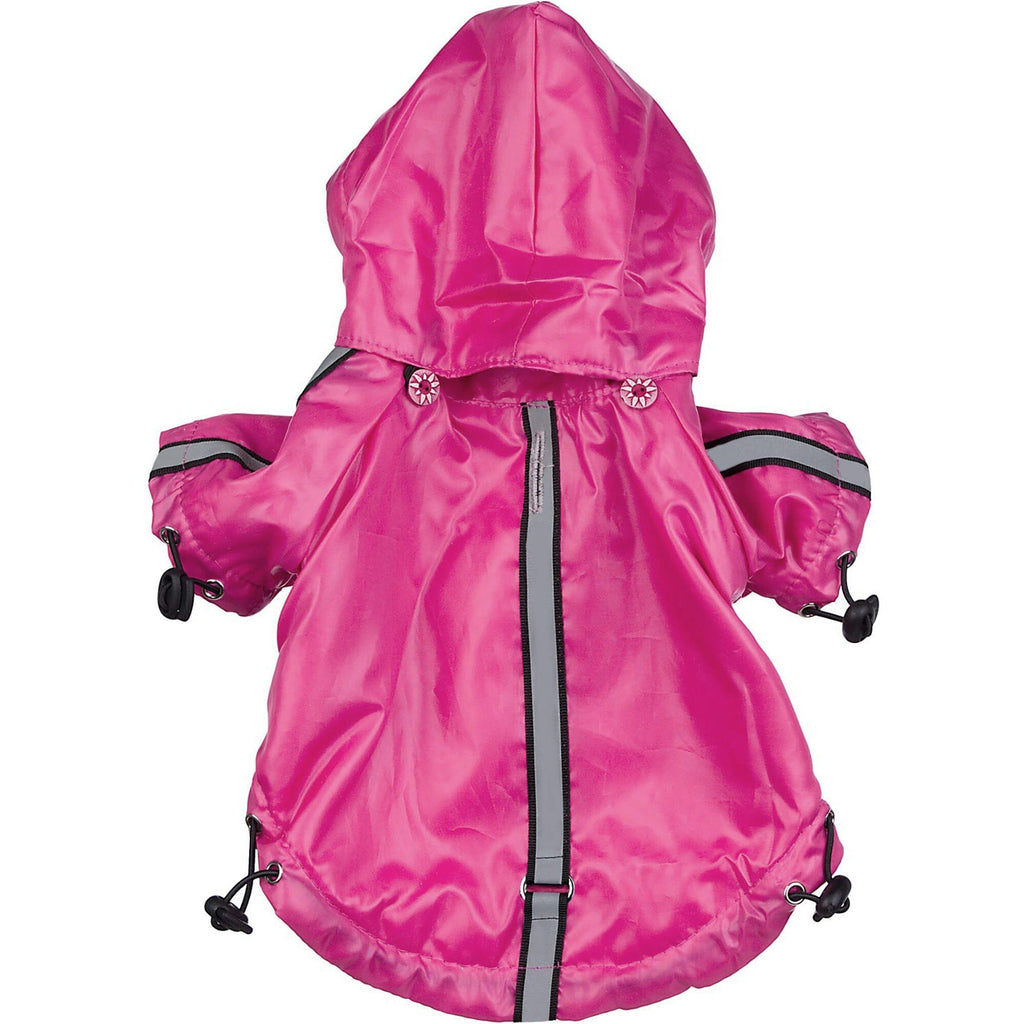 Pet Life ® 'Reflecta-Sport' Multi-Adjustable Reflective Weather-Proof Dog Raincoat w/ Removable Hood