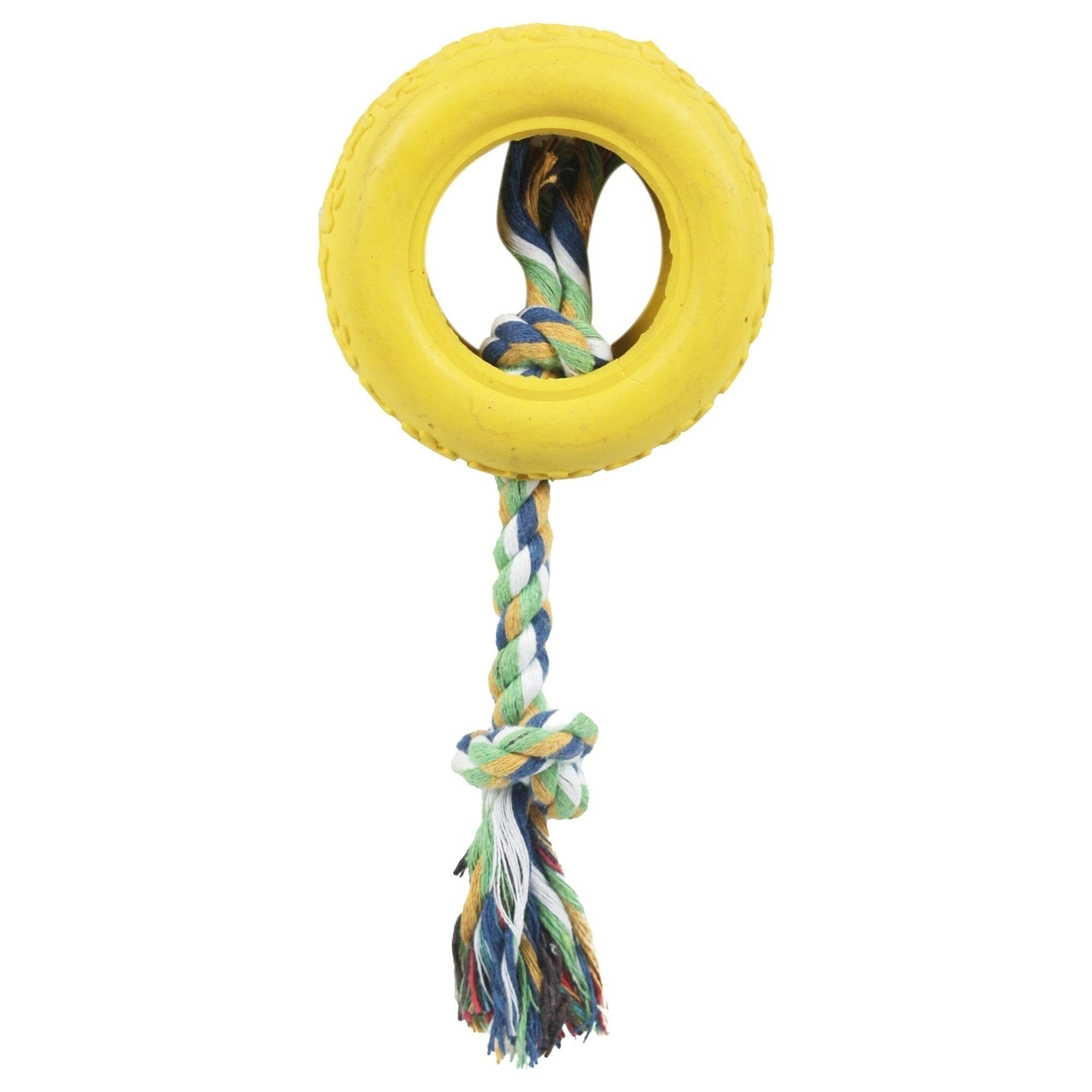 Pet Life ® Rubberized Chew Jute Rope and Tire Pet Dog Toy