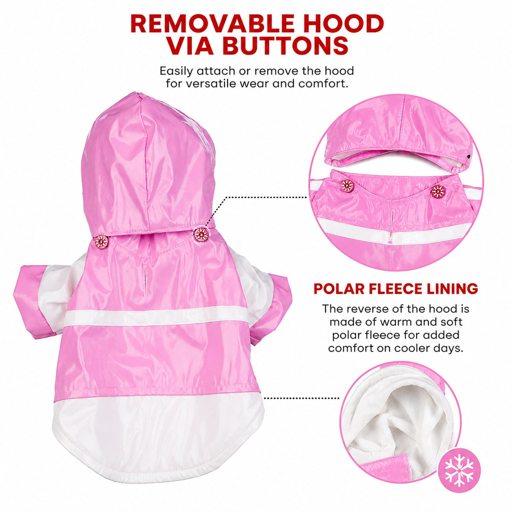 Pet Life ® 'Two-Tone' Waterproof Adjustable Dog Raincoat Jacket w/ Removable Hood
