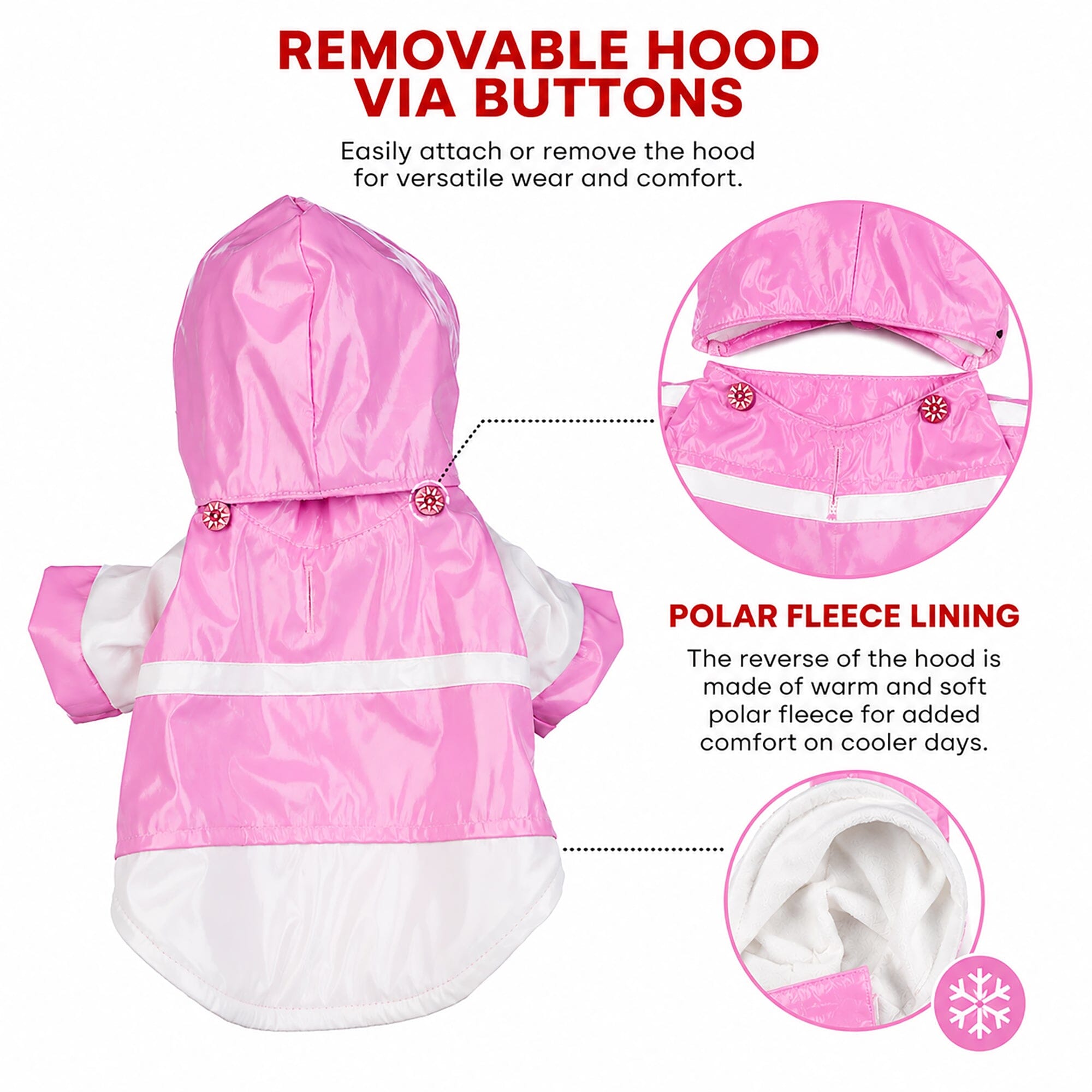 Pet Life ® 'Two-Tone' Waterproof Adjustable Dog Raincoat Jacket w/ Removable Hood