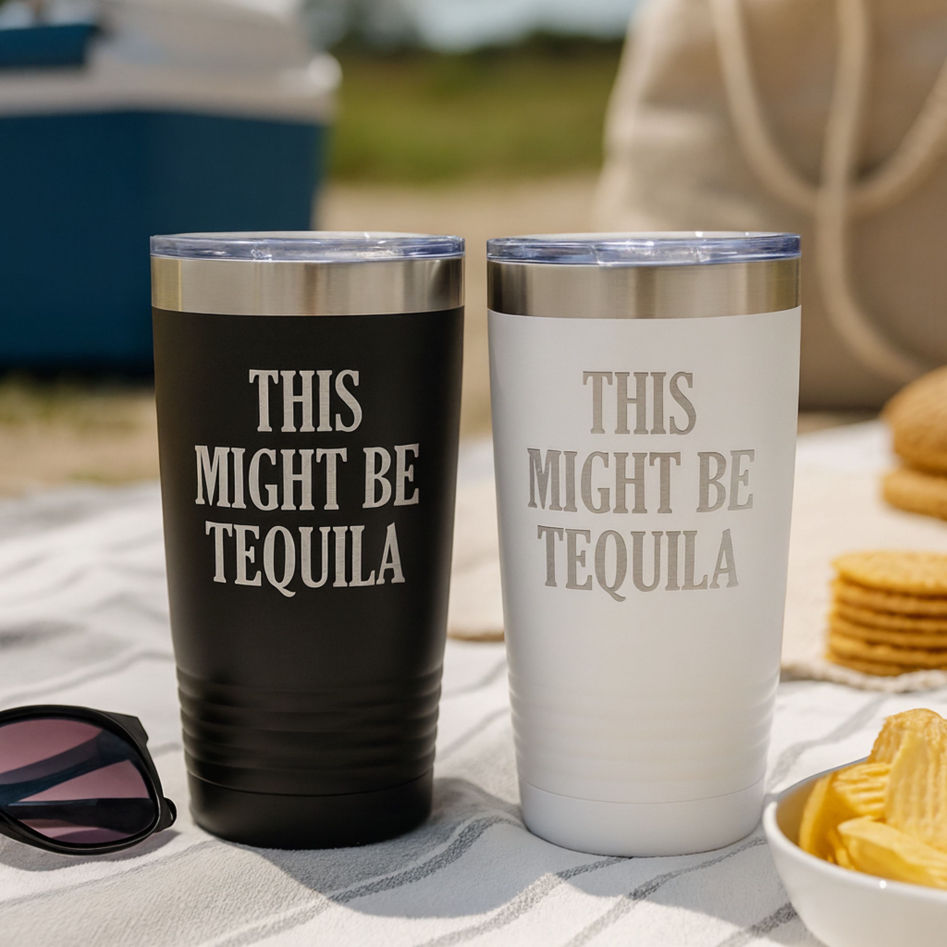 Vacuum Insulated Tumbler - Stainless Steel Travel Drink Mug With Laser Engraved Design
