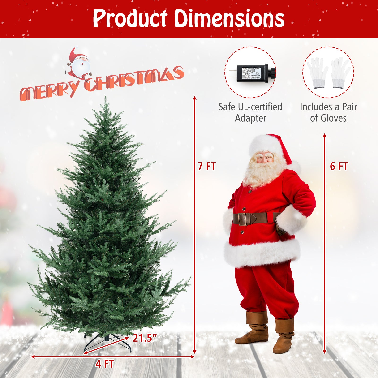 6 FT Pre-Lit Artificial Hinged Xmas Tree with 778 PVC and PE Branch Tips