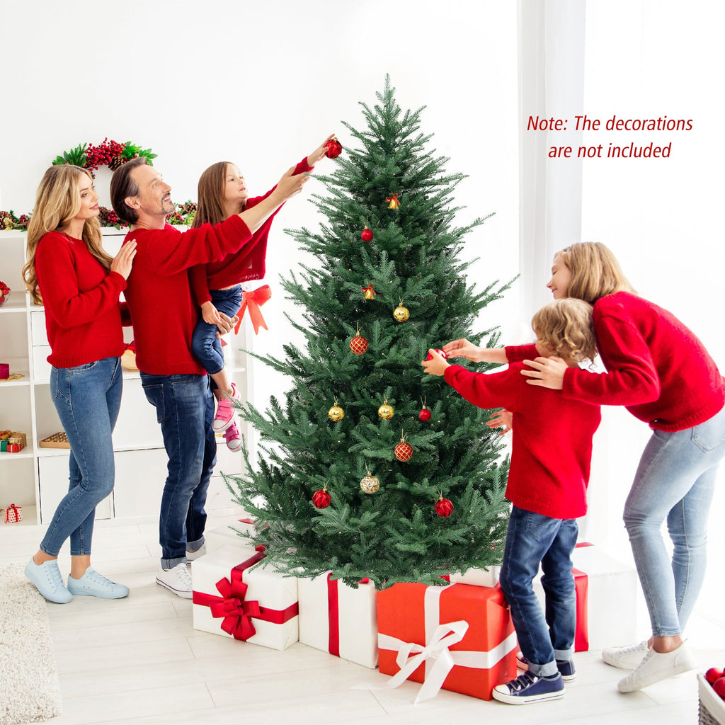 6 FT Pre-Lit Artificial Hinged Xmas Tree with 778 PVC and PE Branch Tips