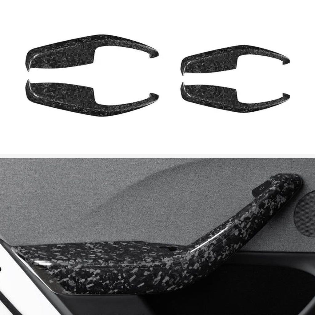Real Dry Carbon Fiber Door Armrest Cover Overlays for Model 3 Highland