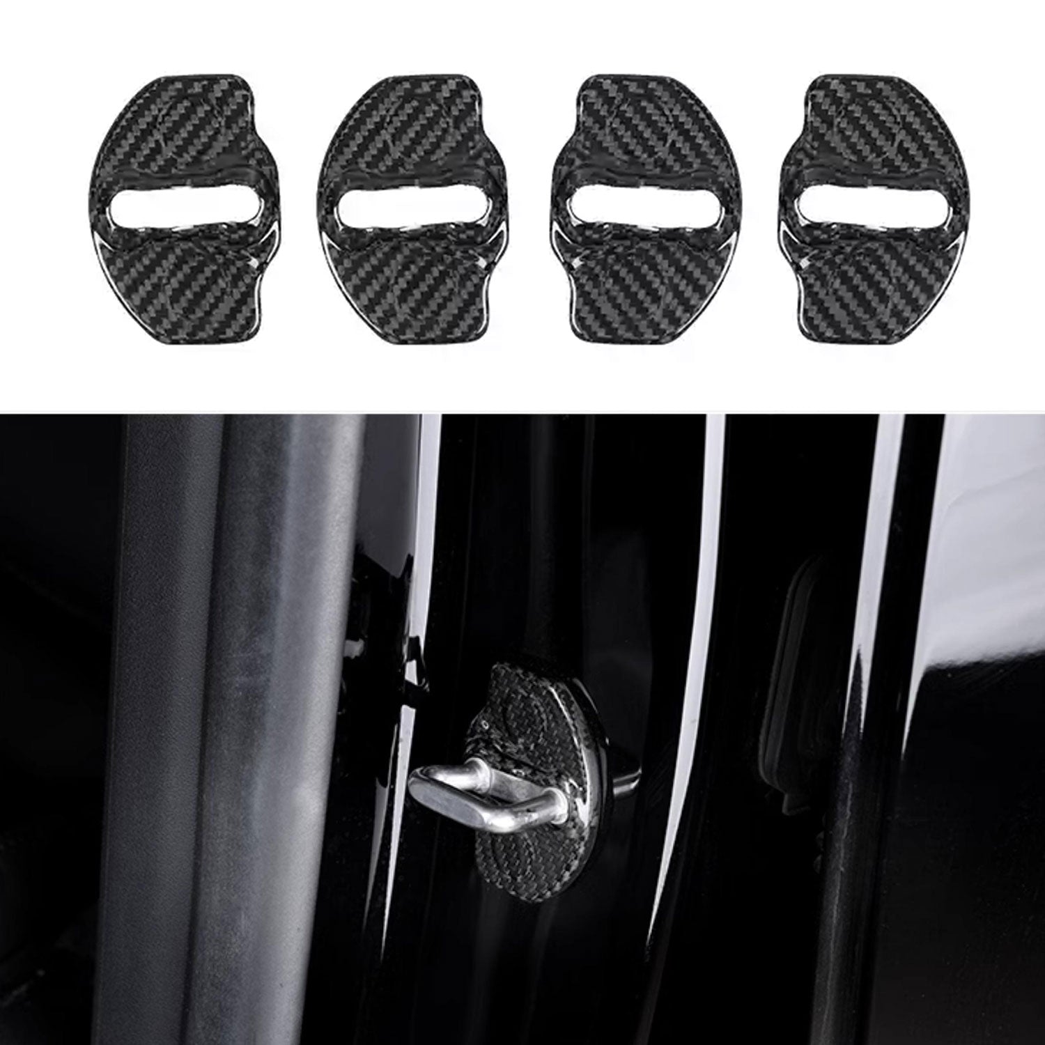 Real Dry Carbon Fiber Door Lock Cover for Tesla Model 3 & Model Y & Model YL