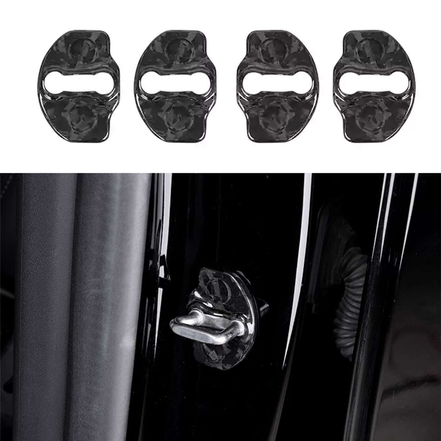 Real Dry Carbon Fiber Door Lock Cover for Tesla Model 3 & Model Y & Model YL