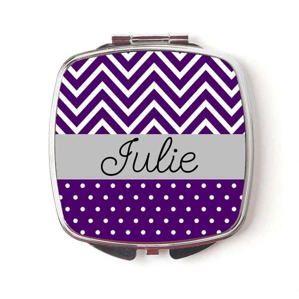 Royal Purple Chevron Personalized Compact Mirror