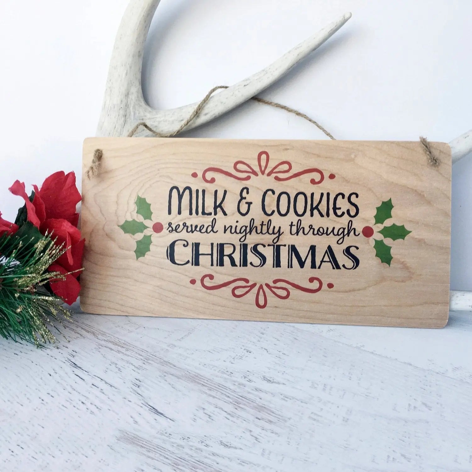 Rustic Christmas Decor - Hanging Wood Wall Sign