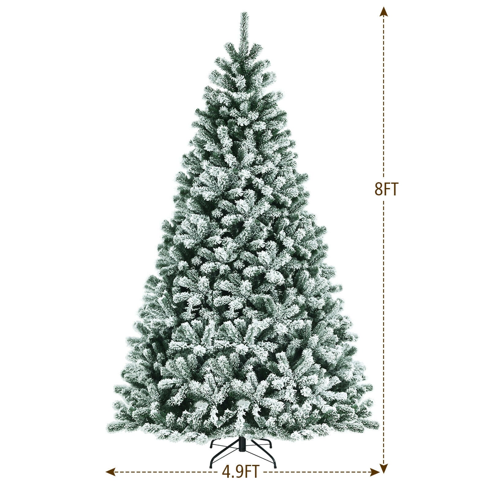 6 Feet Pre-lit Snow Flocked Hinged Christmas Tree with 928 Tips and Metal Stand
