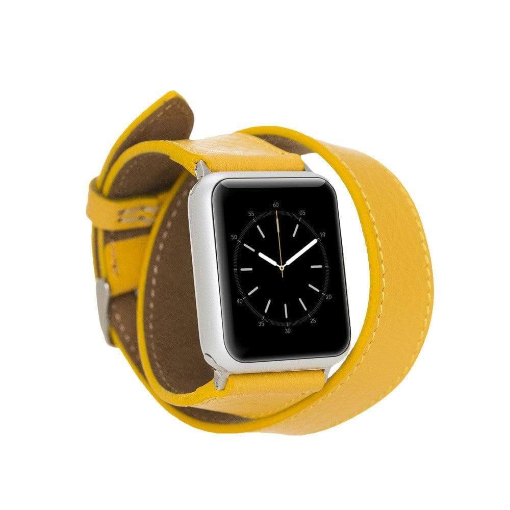 Luxury Double Wrap Yellow Leather Apple Watch Band - San Diego