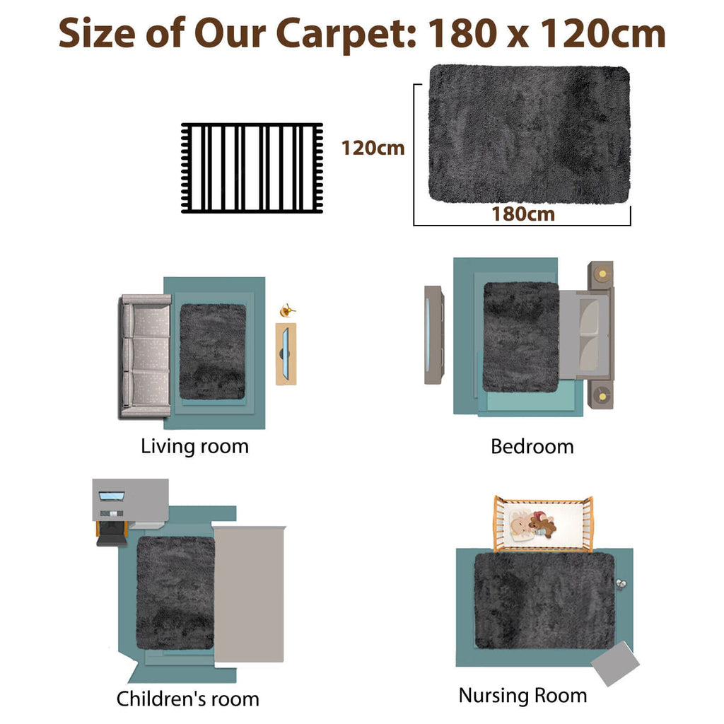 4x6 Feet Modern Soft Shag Rug with Non