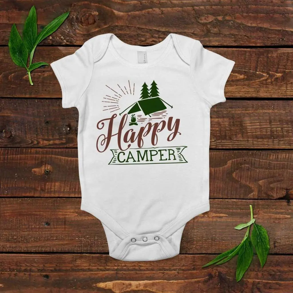 Summer Baby Shirt - Summer Baby Bodysuit - Happy Camper Baby Shirt with Saying