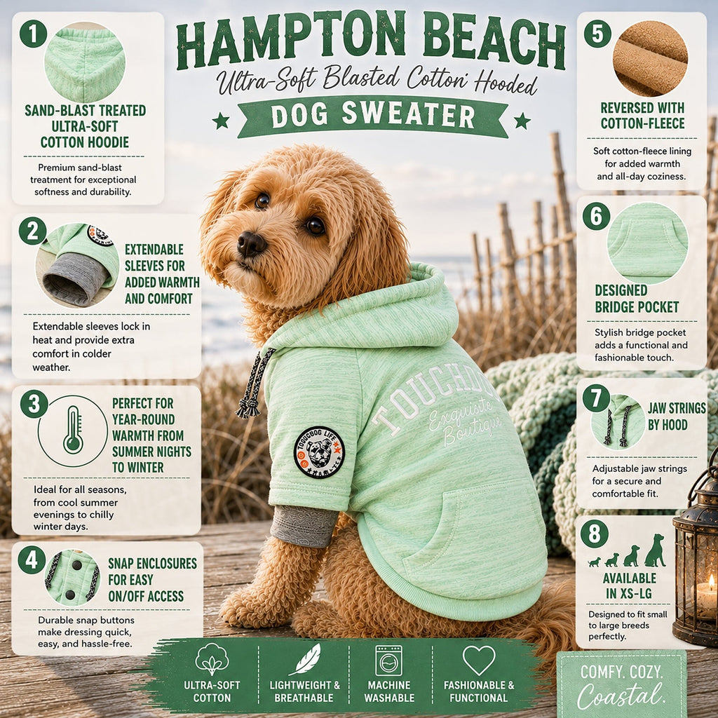 Touchdog ® Hampton Beach Ultra-Soft Blasted Cotton Hooded Dog Sweater