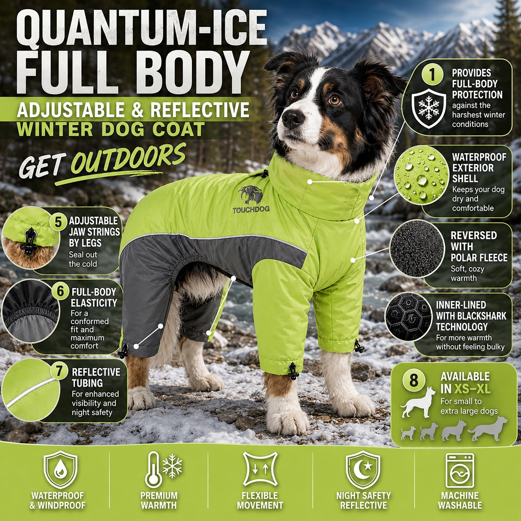 Touchdog ® Quantum-Ice Adjustable and Reflective Full-Body Winter Dog Jacket