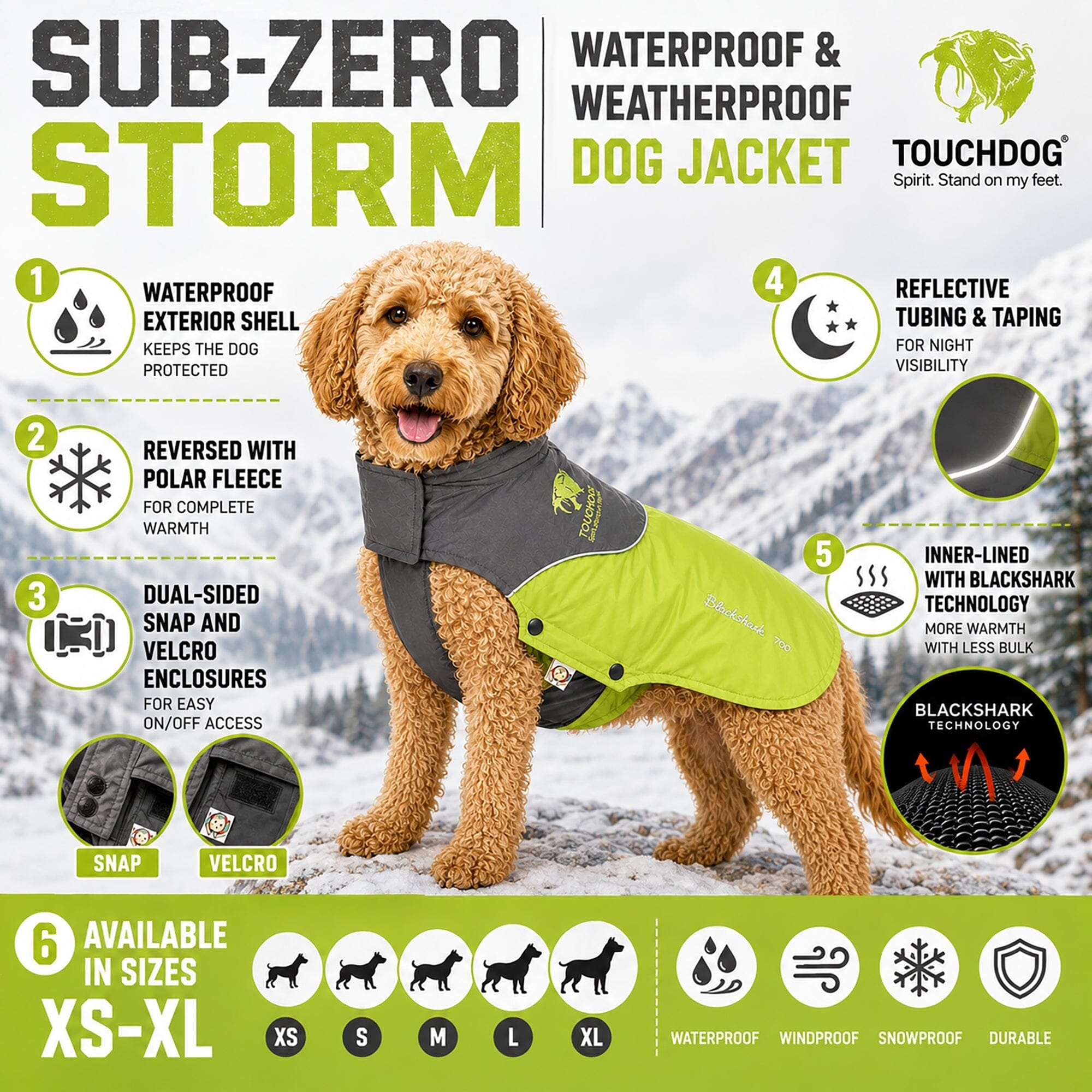 Touchdog ® Subzero-Storm Reflective Year Round Waterproof Dog Coat