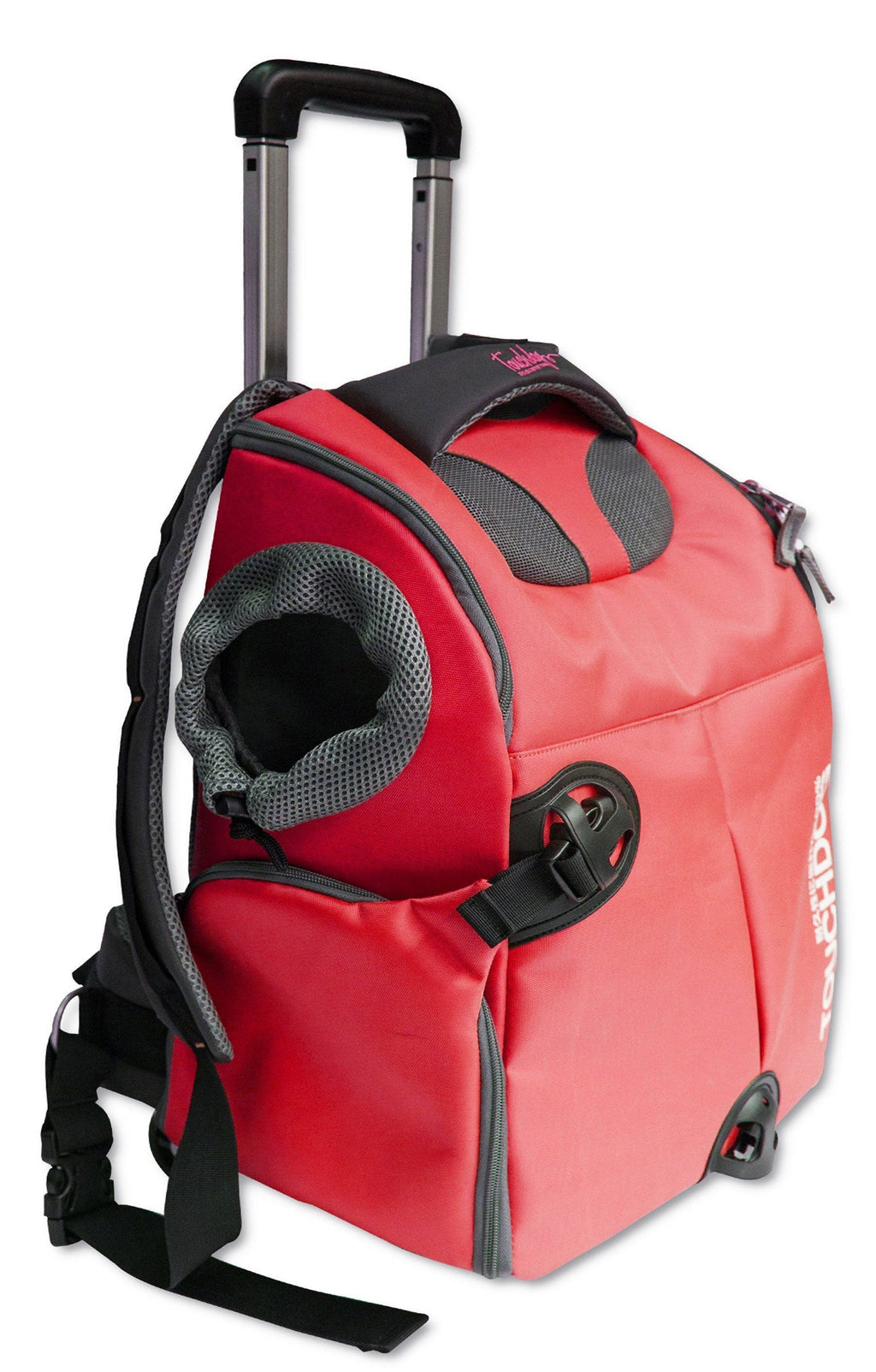 Touchdog ® 'Wuffle Duffle' 2-in-1 Wheeled Backpack Sporty Pet Carrier
